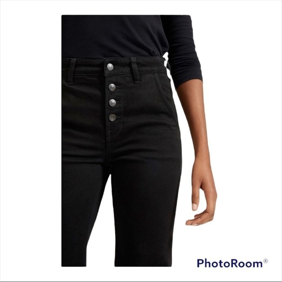 EVERLANE Black Button Fly High Rise Wide Leg Jeans Size 24 - Picture 3 of 9
